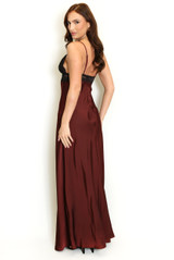 Lace Bodice Satin Maxi Dress