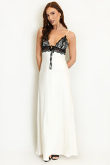 Lace Bodice Satin Maxi Dress