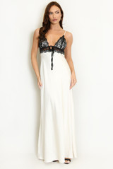 Lace Bodice Satin Maxi Dress