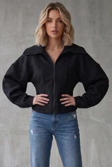 Exaggerated Collar Balloon Sleeve Jacket