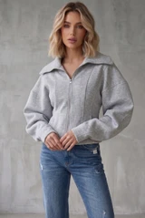 Exaggerated Collar Balloon Sleeve Jacket