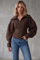 Exaggerated Collar Balloon Sleeve Jacket