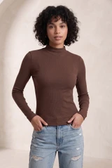 Long Sleeves Mock Neck Top