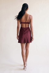 Satin Plunge Neck Mini Dress