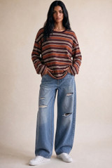 Wide Stripes Crew Neck Top