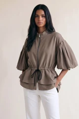 Balloon Sleeve Peplum Jacket