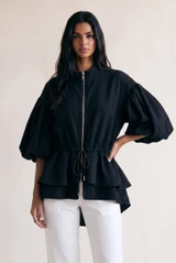 Balloon Sleeve Peplum Jacket