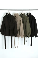 Pleated Balloon Sleeve Short Trench Coat