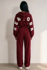 New York Slogan Hooded Sweatshirt And Jogger Set