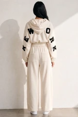 New York Slogan Hooded Sweatshirt And Jogger Set