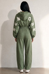New York Slogan Hooded Sweatshirt And Jogger Set