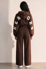 New York Slogan Hooded Sweatshirt And Jogger Set