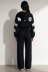 New York Slogan Hooded Sweatshirt And Jogger Set