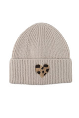 Leopard Heart Knitted Beanie Hat