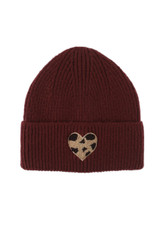 Leopard Heart Knitted Beanie Hat