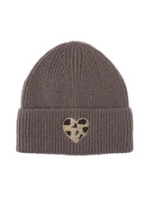 Leopard Heart Knitted Beanie Hat