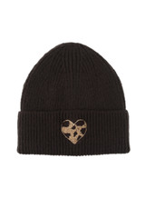 Leopard Heart Knitted Beanie Hat