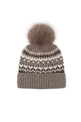 Fair Isle Faux Fur Pom Knitted Hat