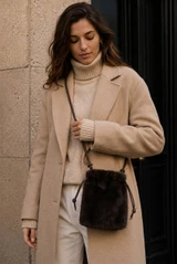 Faux Fur Cross Body Pouch Bag