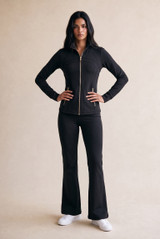 Panelled Fitted Gym Jacket And Flare Trouser Set
