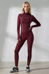 Contrast Piping Jacket and Legging Gym Set
