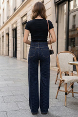 Stars Print Wide Leg Denim Jeans 