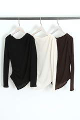 Asymmetric Hem Boat Neck Top