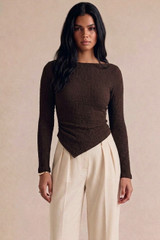 Asymmetric Hem Boat Neck Top
