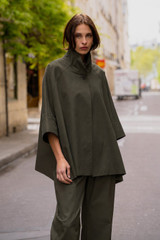 Funnel Neck Cape Trench Coat