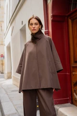Funnel Neck Cape Trench Coat