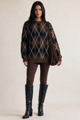 Oversized Argyle Soft Knit Jumper