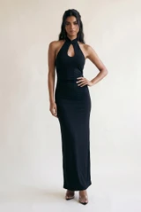Ruched Keyhole Maxi Dress
