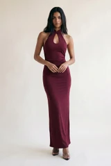 Ruched Keyhole Maxi Dress