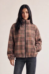 Plaid Fleece Bomber Jacket