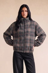 Plaid Fleece Bomber Jacket