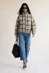 Plaid Fleece Bomber Jacket