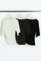 Fine Knit Short Sleeve Ruched Top