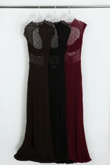 Open Back Sleeveless Lace Maxi Dress