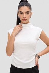 Mock Neck Cap Sleeves Top