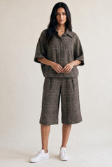 Tweed Check Oversized Shirt And Cropped Trousers