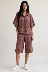 Tweed Check Oversized Shirt And Cropped Trousers