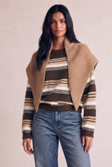Scarf Collar Striped Jumper