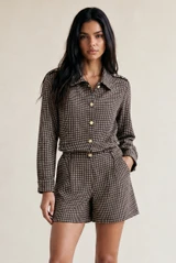 Check Cropped Jacket and Shorts Set