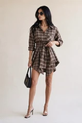 Tartan Check Blouse And Tie Skirt Set