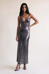Foil Cut Out Back Maxi Dress