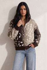 Deer Print Full Zip Cardigan