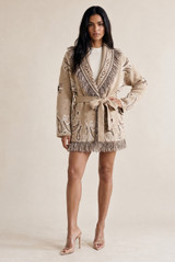 Paisley Print Belted Cardigan