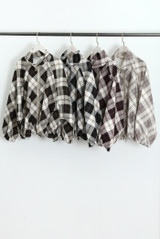 Plaid Check Balloon Sleeve Jacket