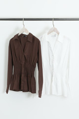 Shirred Waist Peplum Blouse