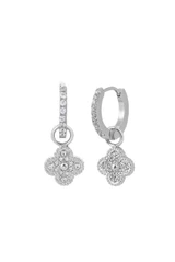 Embellished Clover Drop Mini Hoop Earring